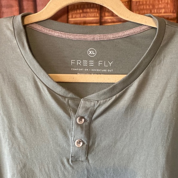 Free Fly bamboo blend Men's Heritage Short Sleeve Henley T-shirt - Picture 3 of 7